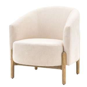 Taranto Fabric Armchair In Natural With Wooden Legs - UK