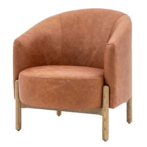 Taranto Faux Leather Armchair In Vintage Brown - UK