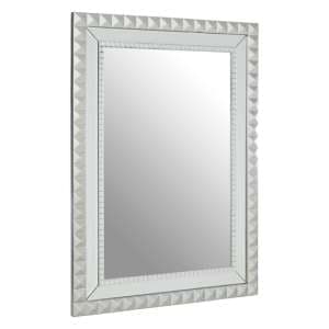 Tariku Rectangular Wall Bedroom Mirror In Silver Wooden Frame