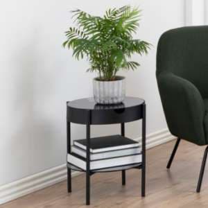 Tarrytown Round Smoked Glass Side Table With Undershelf