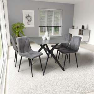 Tarsus 1.2m Grey Dining Table With 4 Lenoir Light Grey Chairs - UK