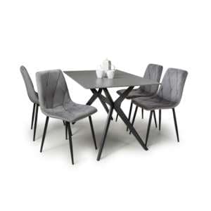 Tarsus 1.2m Grey Dining Table With 4 Vestal Grey Chairs - UK