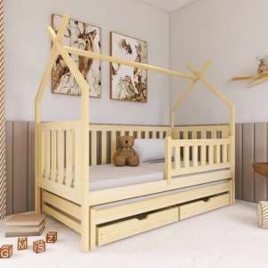 Tartu Trundle Wooden Single Bed In Pine - UK