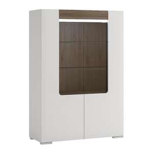 Tartu White High Gloss Low Display Cabinet 2 Doors With LED - UK