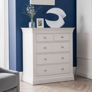 Calida Wooden Tall Chest Of Drawers In White Lacquer - UK