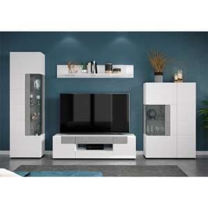 Tavia High Gloss Living Room Furniture Set In White With LED