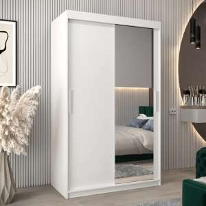Tavira II Mirrored Wardrobe 2 Sliding Doors 120cm In White