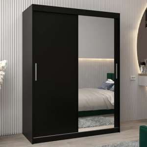 Tavira II Mirrored Wardrobe 2 Sliding Doors 150cm In Black - UK