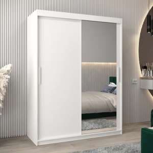 Tavira II Mirrored Wardrobe 2 Sliding Doors 150cm In White - UK
