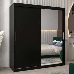 Tavira II Mirrored Wardrobe 2 Sliding Doors 180cm In Black - UK
