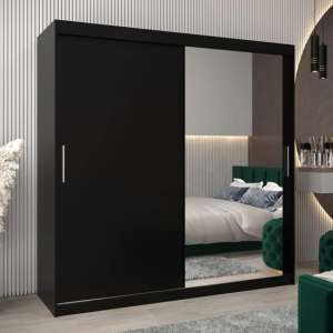 Tavira II Mirrored Wardrobe 2 Sliding Doors 200cm In Black - UK