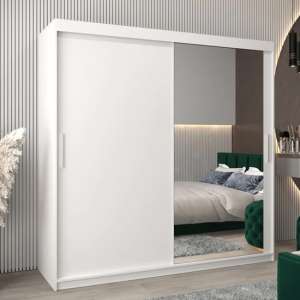 Tavira II Mirrored Wardrobe 2 Sliding Doors 200cm In White - UK