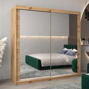 Tavira III Mirrored Wardrobe 2 Sliding Doors 200cm In Artisan Oak - UK