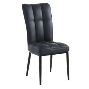 Tavira Faux Leather Dining Chair In Black With Black Legs - UK