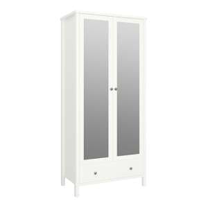 Tavira Mirrored Wardrobe 2 Doors 1 Drawer In White - UK