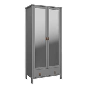 Tavira Mirrored Wardrobe With 2 Doors In Folkestone Grey - UK