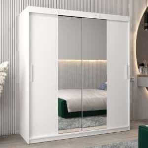 Tavira I Mirrored Wardrobe 2 Sliding Doors 180cm In White