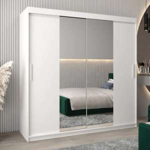 Tavira I Mirrored Wardrobe 2 Sliding Doors 200cm In White