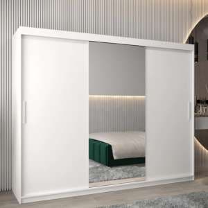 Tavira I Mirrored Wardrobe 3 Sliding Doors 250cm In White