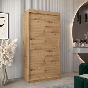Tavira Wooden Wardrobe 2 Sliding Doors 100cm In Artisan Oak
