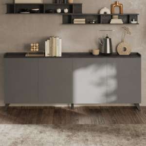 Tavira Wooden Sideboard 4 Doors In Slate Effect And Lead Grey - UK