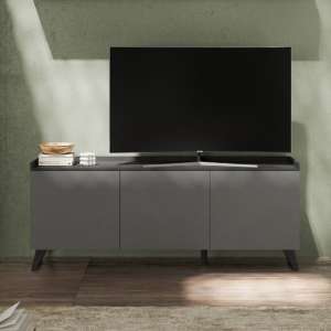 Tavira Wooden TV Stand 3 Doors In Slate Effect And Lead Grey - UK