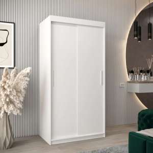 Tavira Wooden Wardrobe 2 Sliding Doors 100cm In White