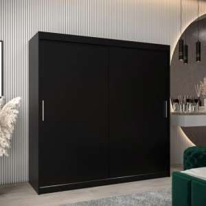 Tavira Wooden Wardrobe 2 Sliding Doors 200cm In Black
