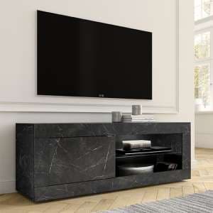 Taylor TV Stand In Black Marble Effect With 1 Door And LED - UK