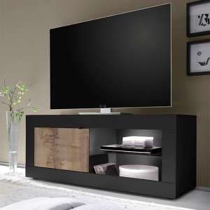 Taylor TV Stand In Matt Black And Pero With 1 Door And LED - UK