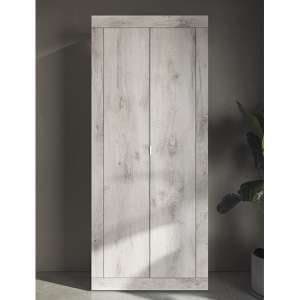 Taylor Wooden Wardrobe With 2 Doors In White Oak Pinie - UK