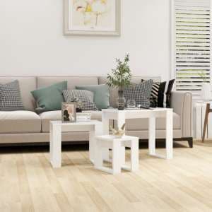 Tayvon Wooden Nest Of 3 Tables In White - UK