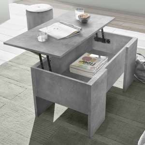 Taze Lift-Up Storage Coffee Table In Cement Effect