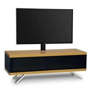 Tavin Ultra High Gloss TV Stand With 2 Compartments In Oak