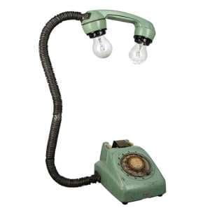 Telephone Metal Table Lamp In Green And Black