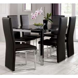 Taisce Glass Dining Set In Black With 4 Chairs - UK