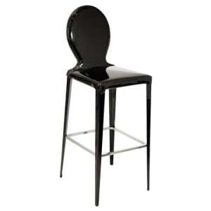 Tequila Black PVC Bar Stool With Metal Foot Rest