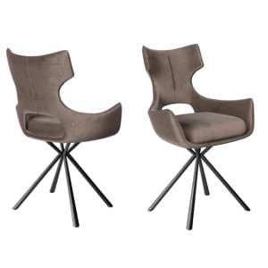 Teresopolis Mink Velvet Fabric Dining Chairs In Pair