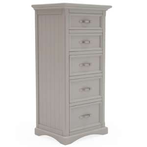 Ternary Tall Wooden Chest Of 5 Drawers In Grey - UK