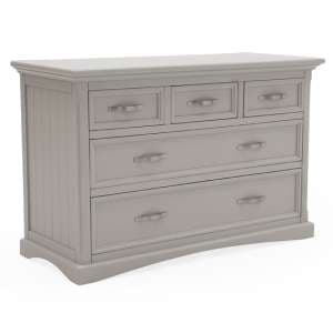 Ternary Wide Wooden Chest Of 5 Drawers In Grey - UK