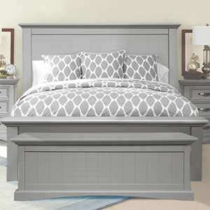 Ternary Wooden Double Bed In Grey