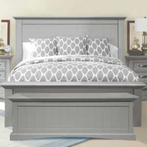 Ternary Wooden King Size Bed In Grey - UK