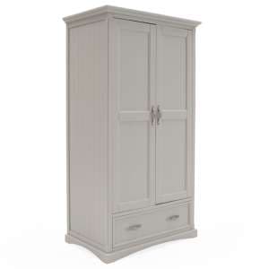 Ternary Wooden Wardrobe With 2 Doors In Grey - UK