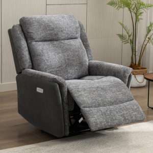 Ternate Electric Fabric Recliner 1 Seater Sofa In Fusion Grey - UK