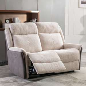 Ternate Electric Fabric Recliner 2 Seater Sofa In Fusion Beige - UK