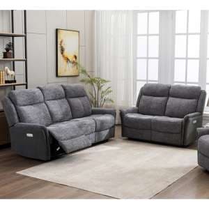 Ternate Electric Fabric Recliner 3+2 Sofa Set In Fusion Grey - UK