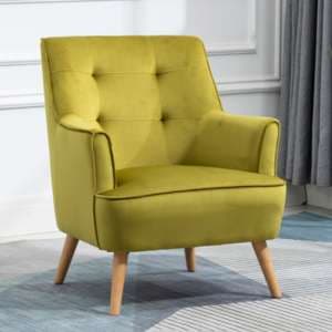 Terni Velvet Fabric Bedroom Chair In Pistachio With Oak Legs - UK