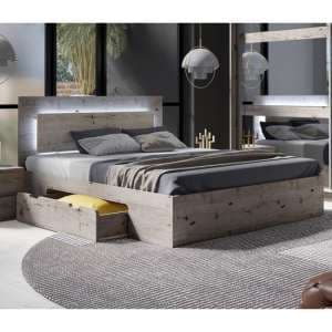 Terni Wooden Divan King Size Bed In Wellington Oak With LED - UK