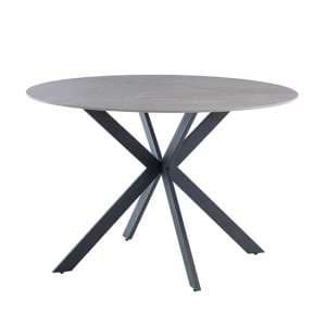 Terri 120cm Round Marble Dining Table In Grey