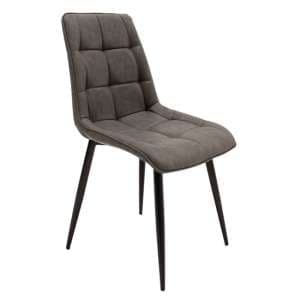 Tessa PU Leather Dining Chair With Metal Legs In Grey